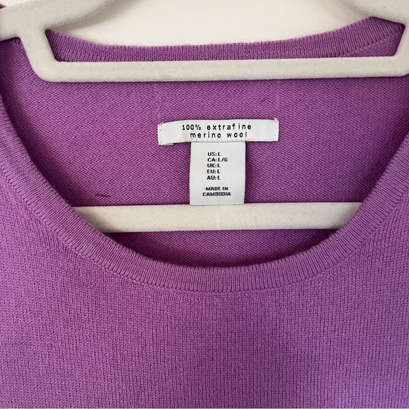 Rachel Zoe Sweater Lilac Extra Fine Merino Wool Puff Short Sleeved - Picture 4 of 4